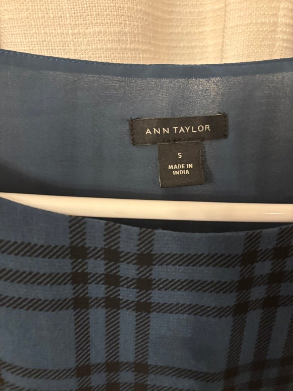 Ann Taylor Teal Black Plaid Sheer Blouse Size S